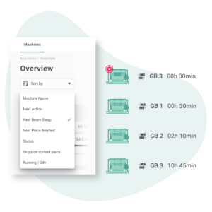 Sorting machines, e.g. according to the next upcoming beam change, for anticipatory deployment planning and minimisation of downtime